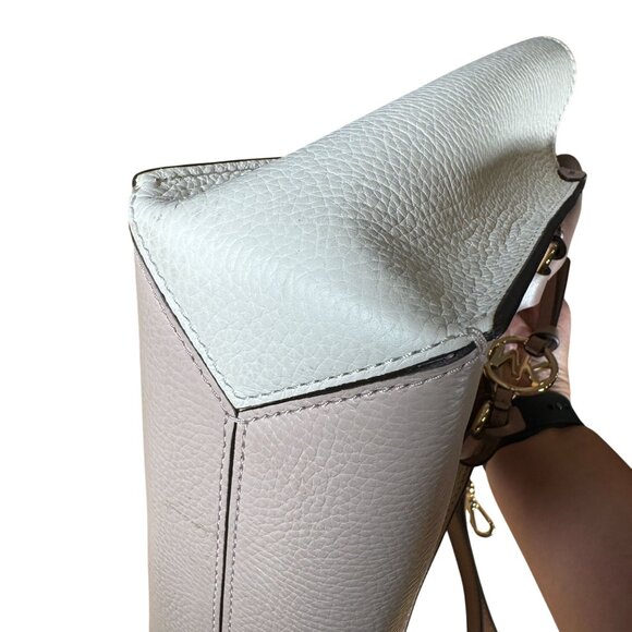 MICHAEL Michael Kors Kris Small Pebbled Leather Satchel Pink & Ivory in EUC! - Picture 6 of 13